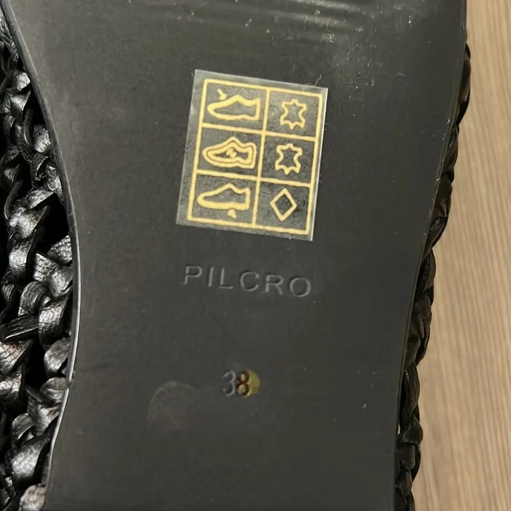 Anthropologie Pilcro Woven Leather Ballet Flats Black New
